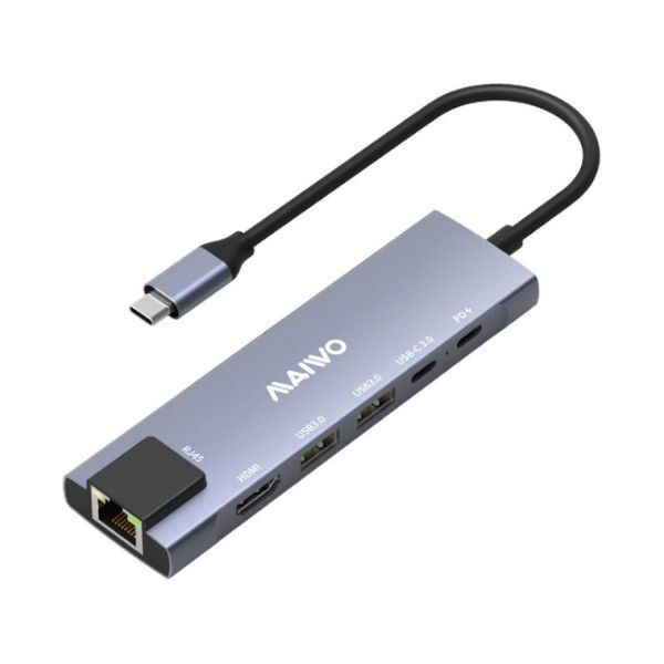 Adapter MAIWO 6in1 USB3.0+HDMI+USB(C) PD+USB(C)DATA+RJ45  KH06RH