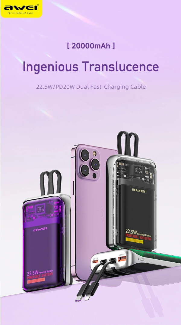 Powerbank AWEI P14K  20.000 mAh Li-Polymer