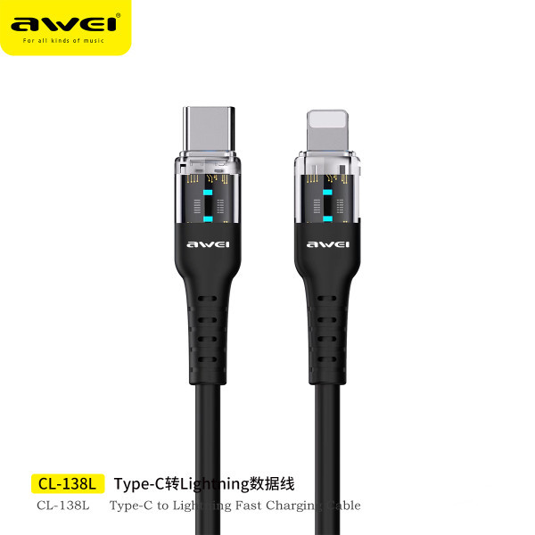 Kabl AWEI  CL-138 USB tip C na iPhone crni 27W